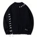 Men's Knit Sweater With Loose Fit, Unique Stitching & Raw Edge Details, High Street Fashion Casual Pullover_viptrois.com