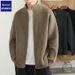 Romon Men's Casual Stand Collar Jacket 2024 Autumn New High-end Sweater Loose Fit Cardigan Coat_viptrois.com