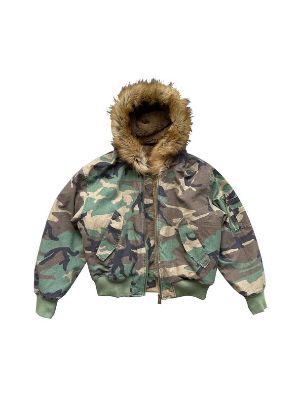 Reversible Thickened Rabbit Fur Collar Camouflage Cotton Jacket Men's Winter Coat High-End Stylish Outerwear_viptrois.com