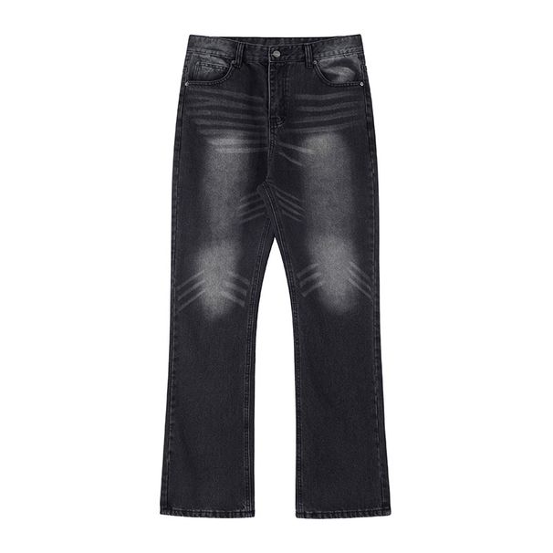 Men's Clothing | Cleanfit Water Ripple Retro Washed Distressed Loose Flared Jeans Trousers For Men And Women_viptrois.com