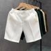 Men's Summer Shorts Lightweight Slim Fit Casual 5-Pocket Pure Color Straight Leg Mid-Thigh Shorts Lightweight & Breathable Comfort_viptrois.com