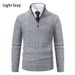 Loom Foreign Trade Autumn Winter New European And American Half-Zip Stand Collar Pullover Sweater Men's Business Striped_viptrois.com