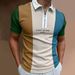2025d Men's Casual Color Block Short Sleeve Zipper Turn-down Collar 3D Printed Polo Shirt_viptrois.com