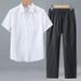 Men's Cotton Linen Two Piece Set Thin Casual Simple Retro Chinese Style Shirt And Trousers_viptrois.com