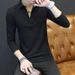 Men's Clothing Long Sleeved T Shirt Slim Polo Shirt Solid Color Business Casual Bottoming Shirt Top_viptrois.com
