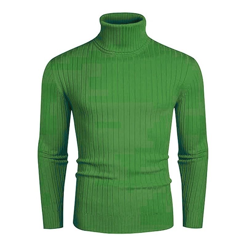 Men's Ribbed High-Neck Sweater – European Fit Thermal Knit With Anti-Pilling Finish (Breathable Polyester Blend, M-3XL, Minimalist Striped Design)_viptrois.com