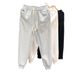 Men's Fleece-Lined Casual Pants Drawstring Waist Slim Fit Joggers Black Grey Winter Spring Comfortable Warm Letter Print_viptrois.com