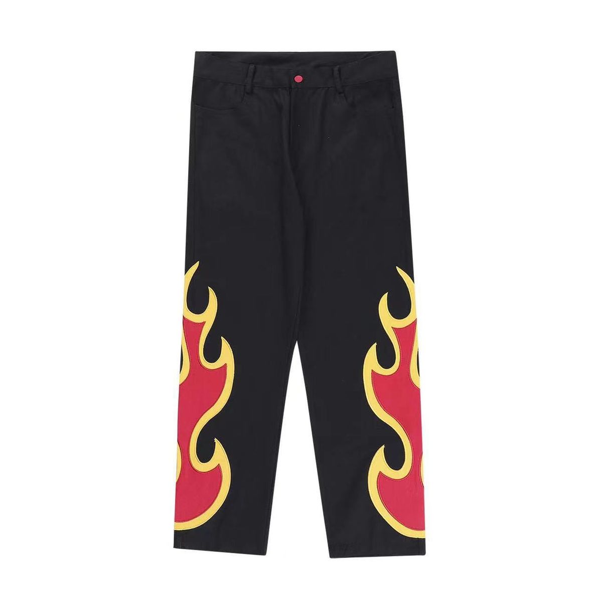 Men's Clothing SWAG street flame print hip-hop personality straight all-match casual men and women couple jeans_viptrois.com