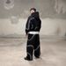 Streetwear Unisex Hoodie With Futuristic Geometric Print - Oversized Fit, Soft Polyester Fabric, Trendy Urban Style (Black)_viptrois.com