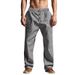 Cross-border Independent Station American Casual Men's Beach Trendy Button-up Loose Skin-friendly Breathable Sports Linen Trousers_viptrois.com