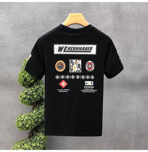 Men's Clothing Personalized Printed Short Sleeved T Shirt Handsome Slim Fit Shirt_viptrois.com