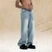 American Style Distressed Washed Loose Slimming Wide-Leg Jeans Casual Straight Pants_viptrois.com