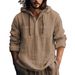 Men's Casual Hooded Shirt – Loose Fit Long Sleeve Cotton-Linen Blend For Everyday Comfort_viptrois.com