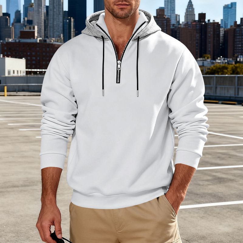 Men's Fleece-Lined Hooded Zip-Up Sweatshirt – Thick Fall/Winter Pullover With Stand Collar For Casual & Commute_viptrois.com