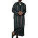 Men's Clothing ethnic style men's clothing 2024 autumn new color matching striped long Muslim robe hoodie_viptrois.com