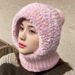 Multi functional knitted plush warm for women, autumn and winter outdoor cycling cold proof hat, scarf integrated_viptrois.com