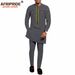 Men's clothing African ethnic solid color cotton men's casual jacket + pants_viptrois.com