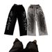 Men's Clothing Straight Trousers Niche Trendy Letter Printing Retro Style Street Fashion_viptrois.com