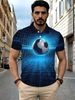Polo Uomo Poliestere Taglio Dritto Leggero Traspirante Stampa 3D Calcio Griglia Blu Urban Tifosi Outdoor Quotidiano_viptrois.com