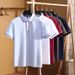Men's Clothing Short Sleeved Polo Shirt Casual Business Solid Color Concealed Button Color Matching Lapel T Shirt_viptrois.com