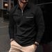 Men's Clothing Stand Collar Base Layer Golf Shirt Long Sleeve Casual Top - Breathable & Comfortable Polyester Blend For Sports & Daily Wear_viptrois.com