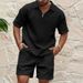 Men's Summer Casual Outfit Short Sleeve Shirt & Shorts Set - Breathable Polyester Comfort Fit For Outdoor Travel Beach Vacation S-XXXL_viptrois.com