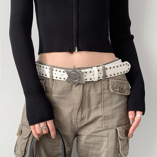 new retro star design belt for women high quality niche rivet accessories fashionable belt trend_viptrois.com