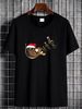 French Horn Music Shirt Santa Hat Christmas Musical Apparel T-Shirt Soft Homme Fashion Stylish Summer Casual Stretched Versatile Breathable_viptrois.com