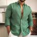 Men's Solid Cotton Linen Casual Shirts In Multiple Colors For Young People Regular Fit Half Sleeve Shirt For All Seasons_viptrois.com
