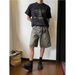 Men's Clothing Distressed Washed Elastic Denim Shorts Niche Deconstructed Design Yellow Mud Dyed Loose Versatile Shorts_viptrois.com