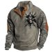 Pure Cross-Border Foreign Trade Men's Sweatshirt Shirt 3D Digital Print Christmas Series Henley Collar Long Sleeve Men Custom_viptrois.com