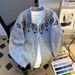 Pure American Cardigan Sweater Men's Autumn Trendy Diamond Jacquard Round Neck Knitwear Lazy Style Retro Casual Jacket_viptrois.com
