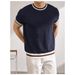 Men's Clothing Summer Comfortable Cool And Breathable Strong Twist Jacquard Texture Contrast Color Knitted T Shirt_viptrois.com