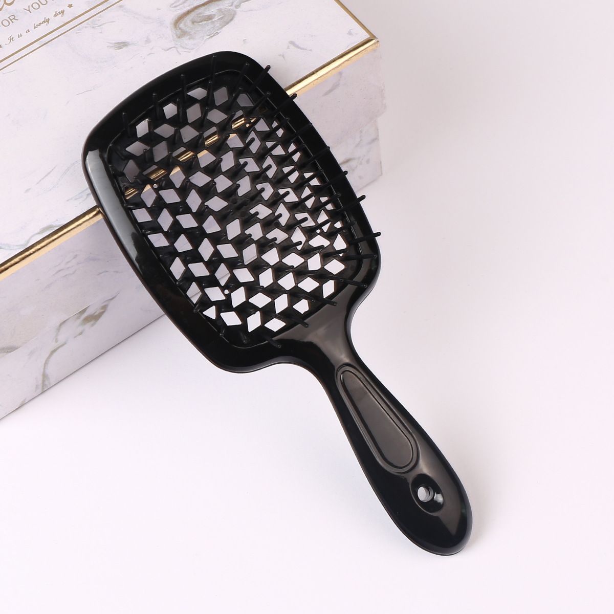 Square Mesh Hair Brush – Colorful Detangling & Scalp Massage Comb (29 Colors)_viptrois.com