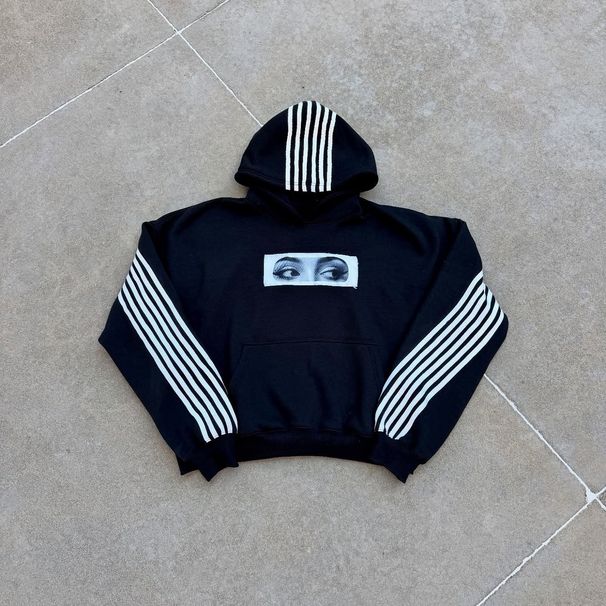 Spring And Autumn New Trendy Brand American Three-bar Sports Style Printing Loose Men's And Women's Casual Double Pants Sweatshirt Sweatpants_viptrois.com
