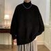 Pure Solid Color Knitted Sweater Men's Autumn Japanese Style Lazy Korean High Street Cool Oversize Knitwear_viptrois.com