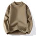 Men's Clothing Autumn And Winter Men's Semi-Turtleneck Knit Sweater - Long Sleeve Casual Pullover With Ribbed Hem (White, Charcoal, Black, Red, Khaki)_viptrois.com