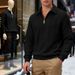 Men's Textured Zip-Up Polo Sweatshirt – Heavyweight Casual & Commute-Friendly Pullover With Stand Collar_viptrois.com