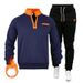 Men's Quarter-Zip Fleece Tracksuit Set – Slim Fit Pullover Hoodie & Joggers (Burgundy/Black/Charcoal/Navy/Light Grey)_viptrois.com