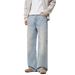 Men's Clothing & Archer0603 & Men's Light Blue Washed Blue Jeans, New Autumn Style, American Loose Straight Leg Pants_viptrois.com