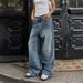 Men’s Clothing Large Size Retro Washed Wide Leg Distressed Jeans Spring And Autumn New Straight Casual High Waist Mopping Trousers_viptrois.com