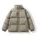 Men's Winter Thick Padded Jacket, Stand Collar Loose Fit Korean Style Trendy Unisex Casual Coat_viptrois.com