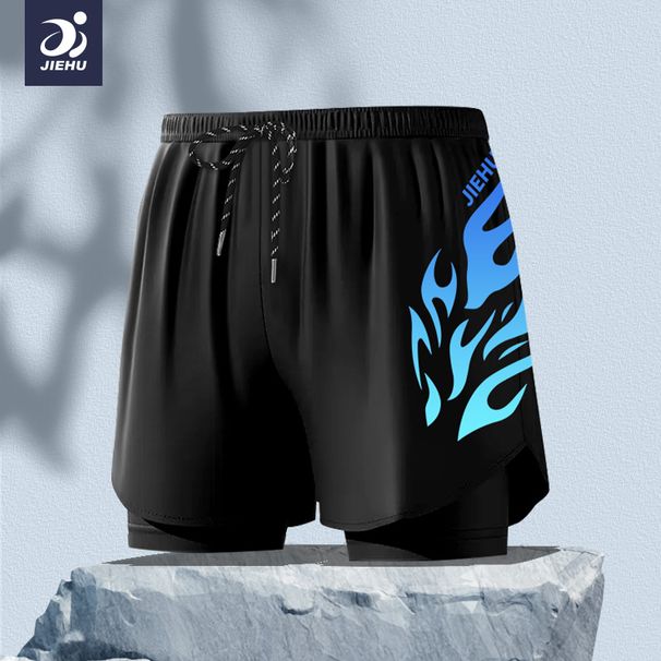 Men's Clothing Men's Swimming Trunks Men's Anti Embarrassment Swimming Trunks Double Layer Loose Boxer Trunks Men's Swimsuit Quick Drying Beach Pants_viptrois.com