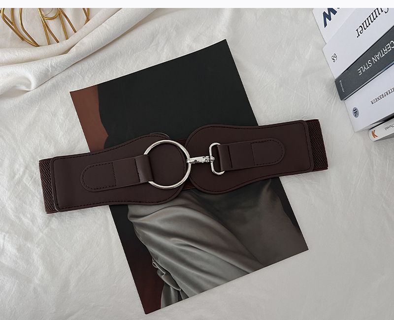 Unisex Ladies elastic waist wide elastic decorative dress black belt female Joker fashion._viptrois.com