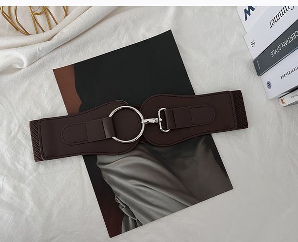 Unisex Ladies elastic waist wide elastic decorative dress black belt female Joker fashion._viptrois.com