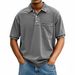 Men's Clothing Lapel Short Sleeve Pullover Casual T Shirt Button Shirt_viptrois.com