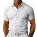 Men's Clothing Summer Men's Waffle Shirt Solid Color Lapel Short Sleeve Casual Sports Top For Formal & Casual_viptrois.com