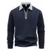 Men’s Zip-Neck Sweatshirt – Korean-Inspired Oversized Pullover With Stand Collar (Black/Navy/Beige/Grey)_viptrois.com