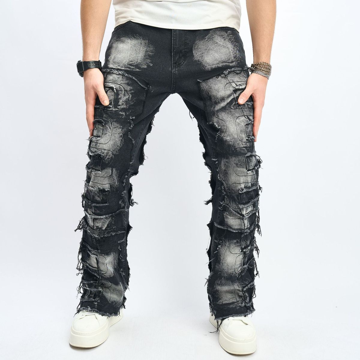 Men's Clothing New Retro Cat Whisker Casual Jeans Fashion High Street Design Straight Pants_viptrois.com