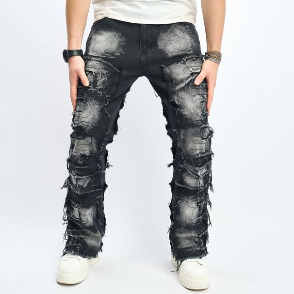 Men's Clothing New Retro Cat Whisker Casual Jeans Fashion High Street Design Straight Pants_viptrois.com